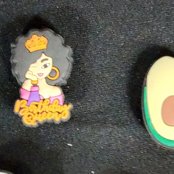 Asst. 4pc Avocado Birthday Queen and Two Soccer Ball and Net Croc Shoe Charms - Picture 3 of 16